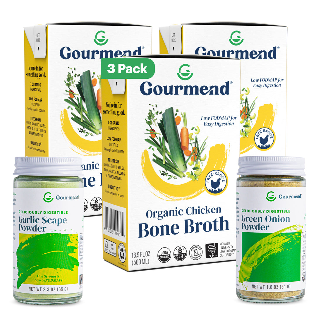 Pantry Starter Bundle: 3 Chicken Broths, Green Onion Powder, Garlic Scape Powder