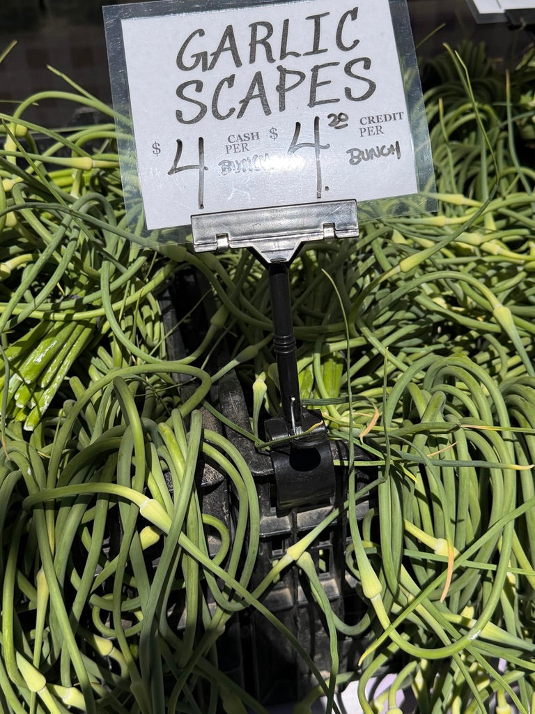 Garlic scapes at a farmers market