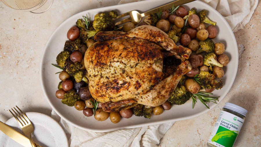 Whole Roasted Chicken with Lemon & Rosemary Potatoes