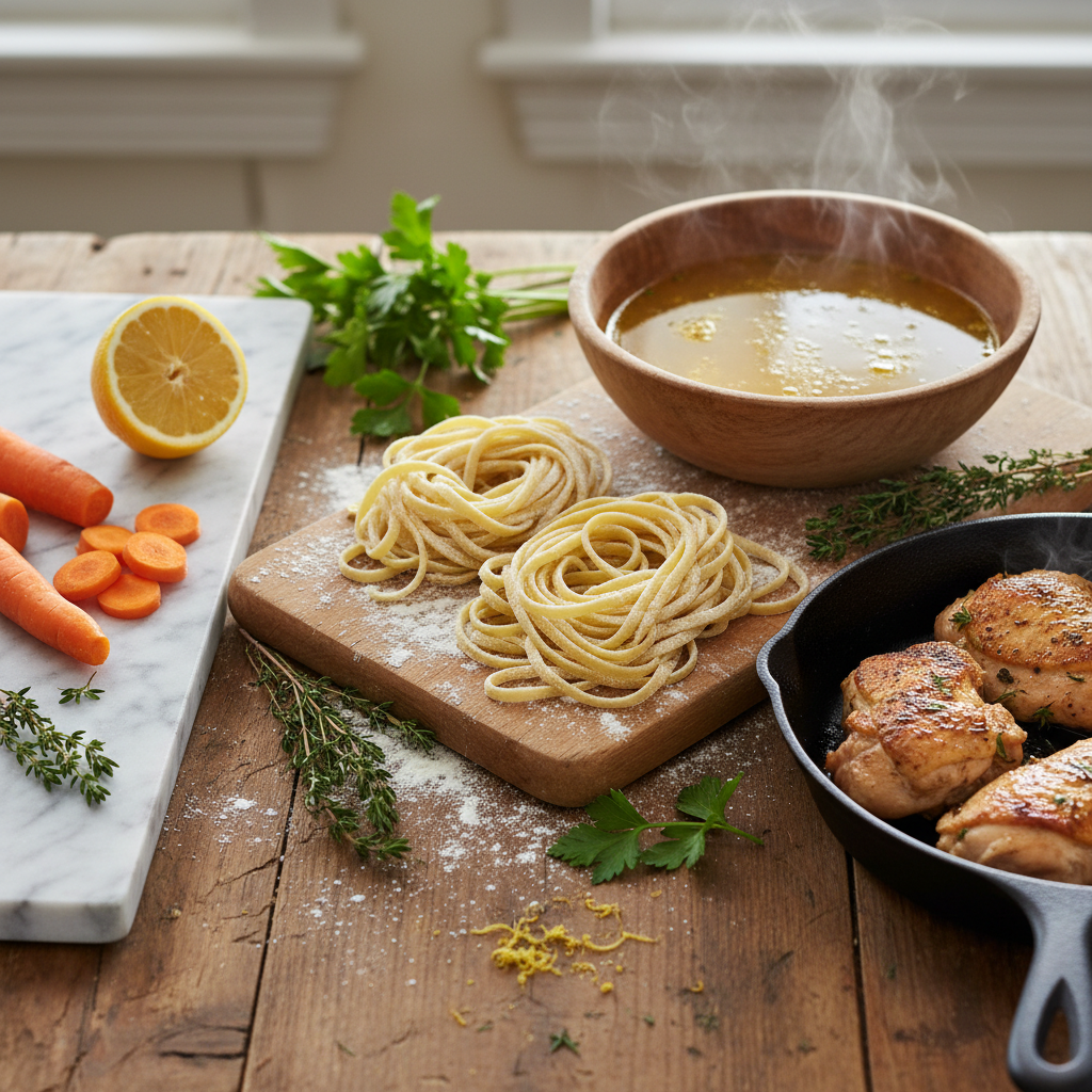 bone broth chicken noodle soup