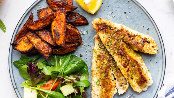 Golden Cumin Fish with Paprika Spiced Wedges