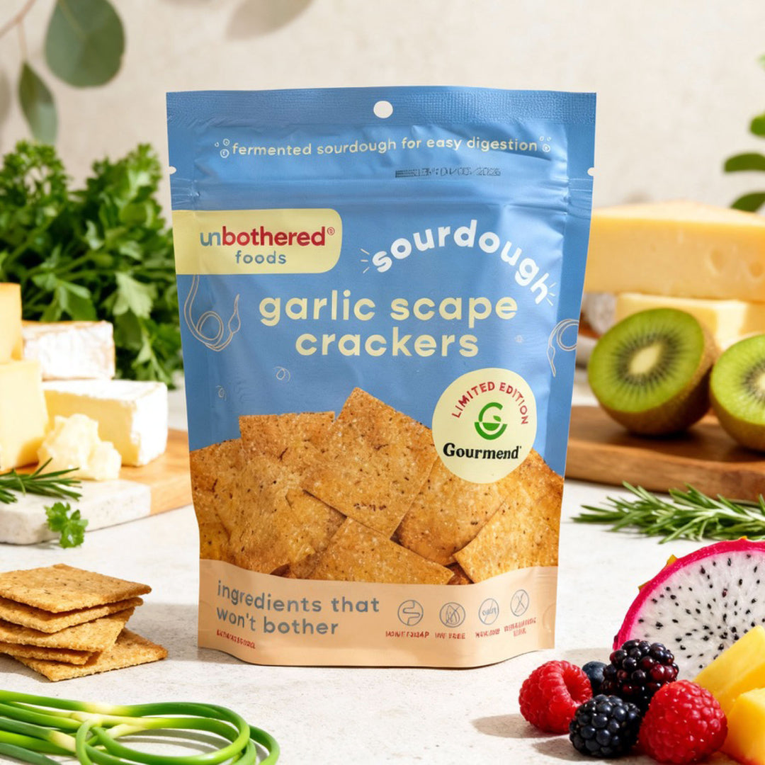Garlic Scape Sourdough Crackers