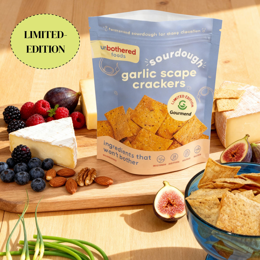 Garlic Scape Sourdough Crackers