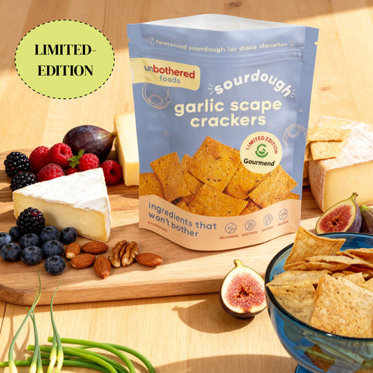 Garlic Scape Sourdough Crackers