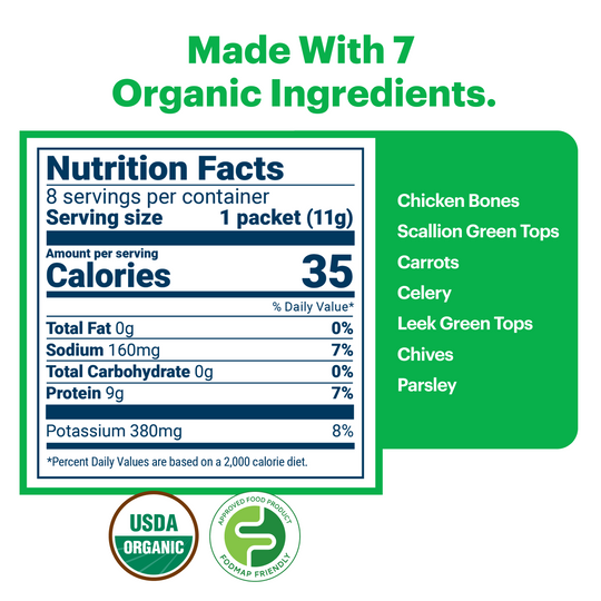Organic Chicken Bone Broth Powder - 8 Single Serve Packets