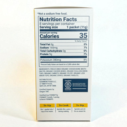 Organic Chicken Bone Broth Powder - 8 Single Serve Packets