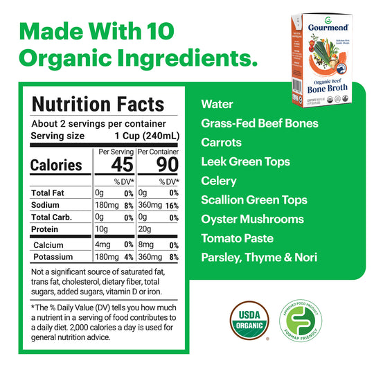 Organic Beef Bone Broth | Low FODMAP & Unsalted
