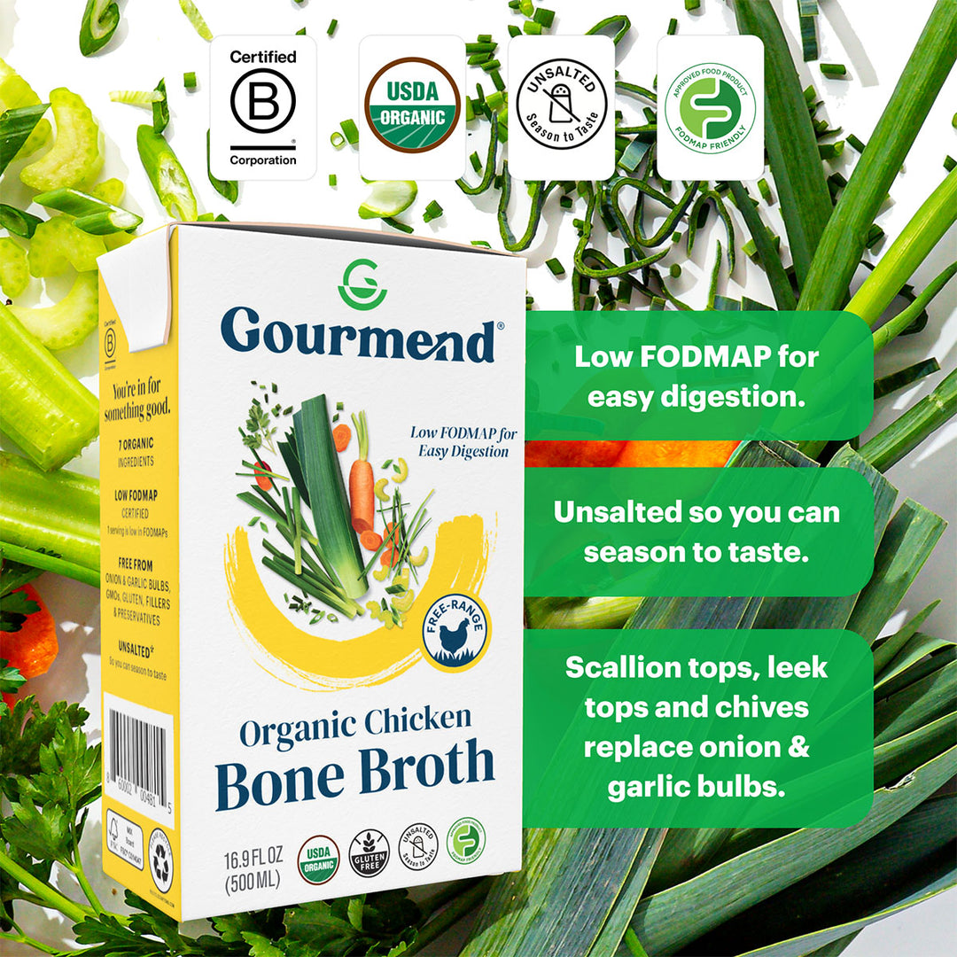 Organic Chicken Bone Broth | Low FODMAP & Unsalted