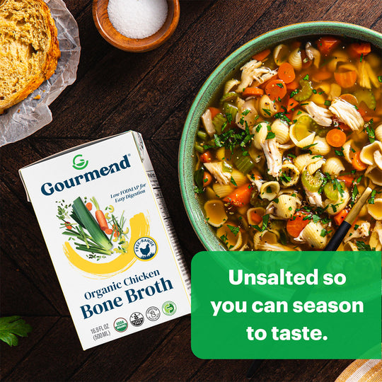 Organic Chicken Bone Broth | Low FODMAP & Unsalted