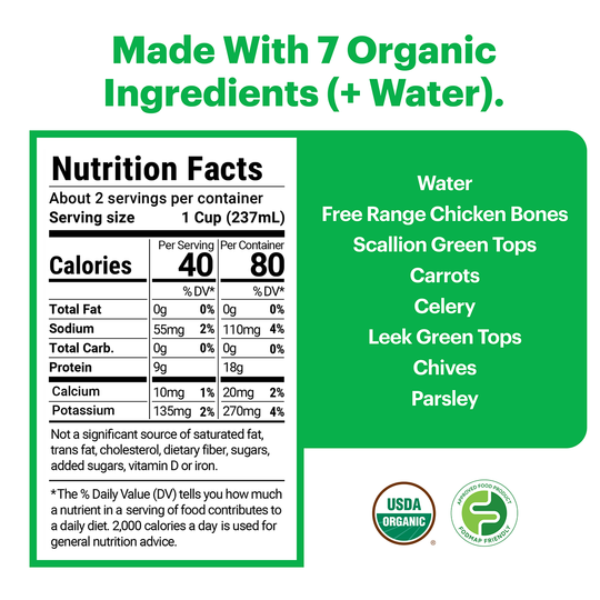Organic Chicken Bone Broth | Low FODMAP & Unsalted