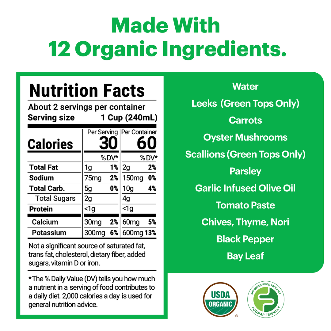 Organic Vegetable Broth (Low FODMAP & Unsalted)