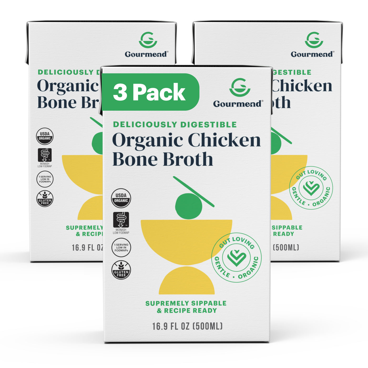 3 cartons of gourmend chicken broth