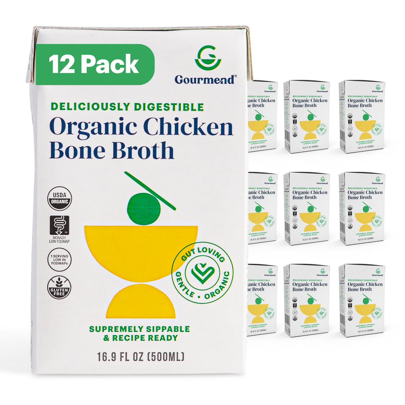 12 cartons of gourmend chicken broth