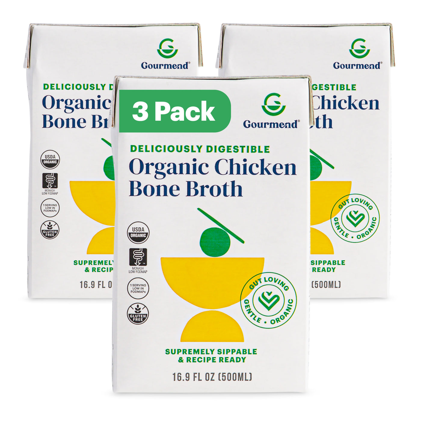 3 cartons of gourmend chicken broth